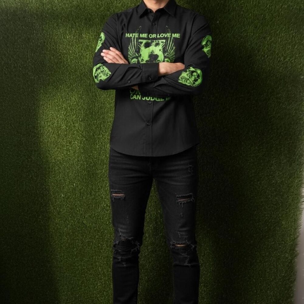 Reason Men's Black and Green Shirt